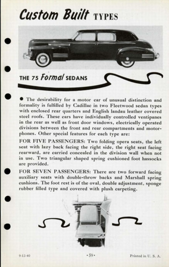 1941 Cadillac Salesmans Data Book Page 31